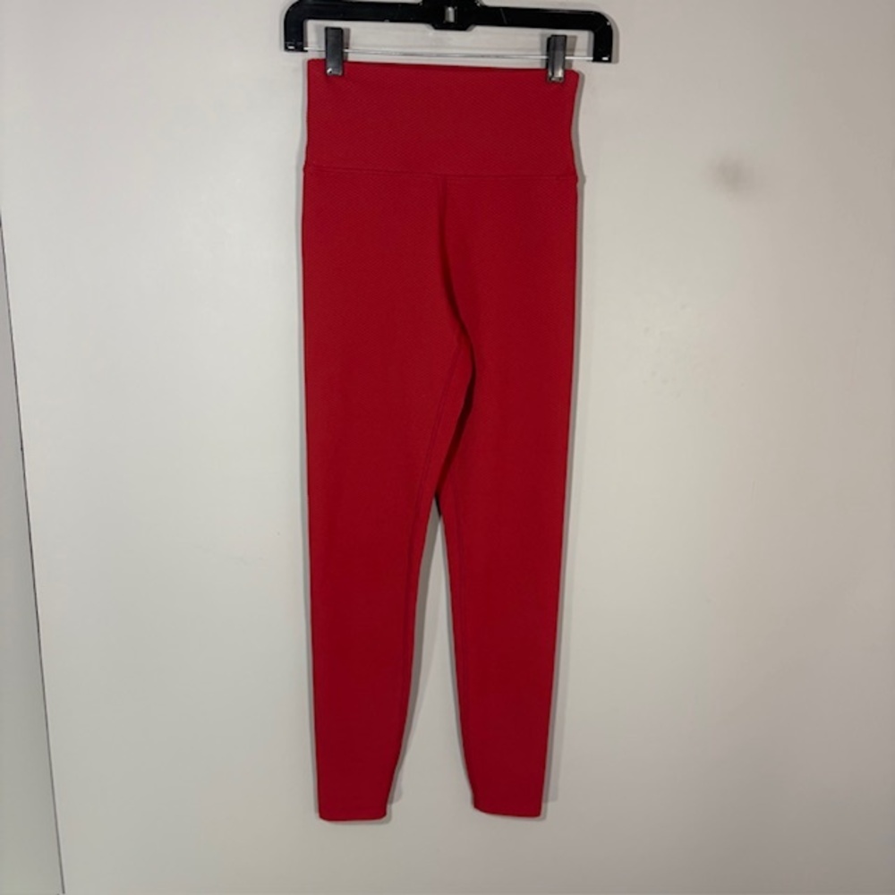 Beach Riot Leggings Womens S Red Textured High Rise Ankle Yoga Stretch Pants